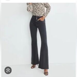 $348 Veronica Beard Skinny Flare Jeans Size 27 Black Fly Button High Rise 31.5”